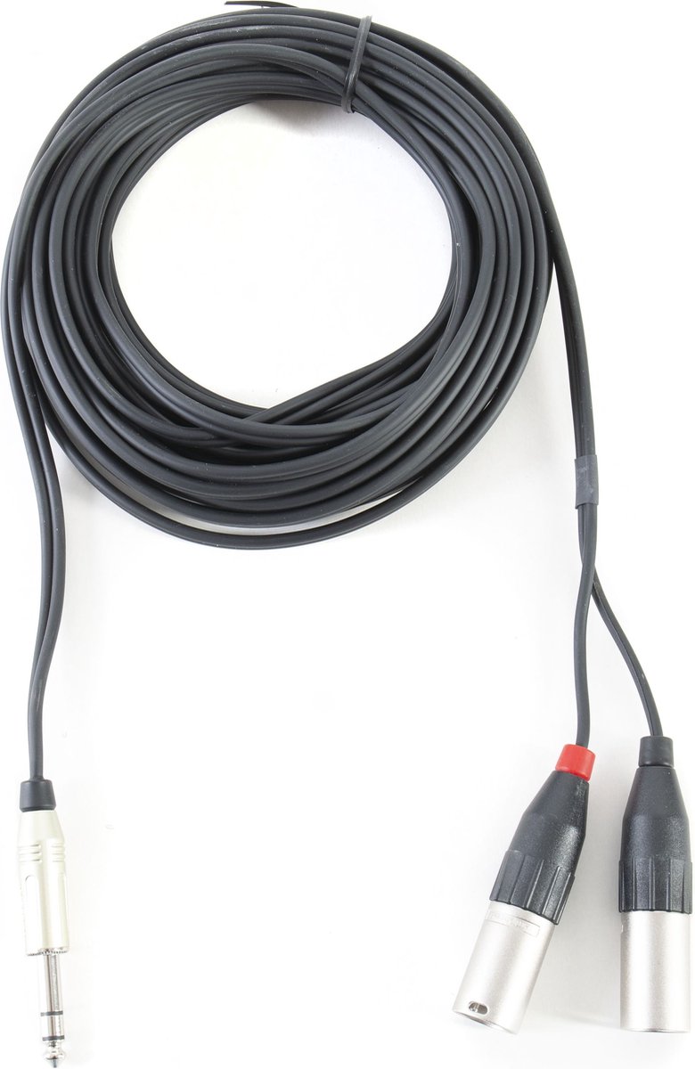 MUSIC STORE Y-kabel 6,3mm jack.-> 2 XLR 10m Amphenol stekker, kabel zwart - Invoerkabel